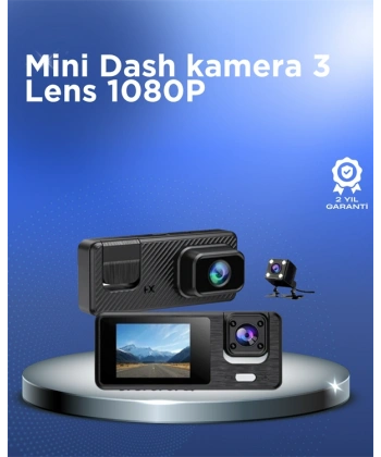 1080P 3 Kameralı Araç DVR – Döngü Kayıt ve Geri Görüş Özellikli