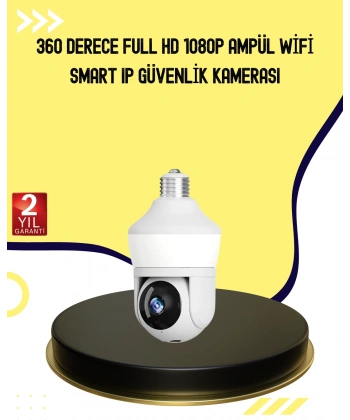 1080P Görüntü Kaliteli Wi-Fi Ampul Tipi Güvenlik Kamerası