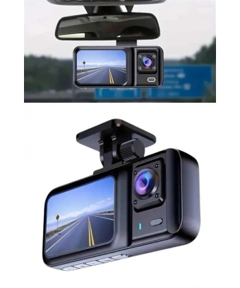 1080p Sürüş Kaydedici 2 İnç Araç Araba Ön İç Arka DVR IPS Ekran