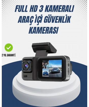 1080P Üç Kameralı Araç Kamerası Wi-Fi Destekli Park Modu ve G-Sensörlü