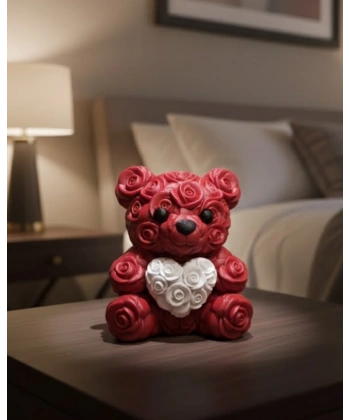 10cm 3D Özel Baskı Kalpli Ayıcık Romantik Hediye Objesi