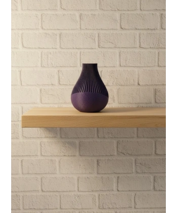 11 cm Mor Minimal Çizgili Vazo Masa Üstü Şık Dekor Objesi