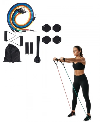 11 Parça Çok Fonksiyonlu Kapı Arkası Egzersiz Bandı Ev Tipi Spor Seti