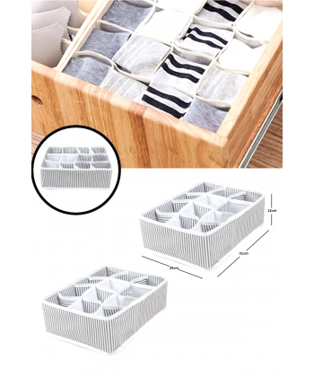 12 Bölmeli Pratik Bölmeli Çekmece Düzenleyici Organizer(İç Çamaşırı Kravat Çorap Düzenleyici)