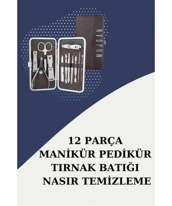 12 Parça Paslanmaz Çelik Kompakt ve Taşınabilir Manikür Makası Tırnak Makası