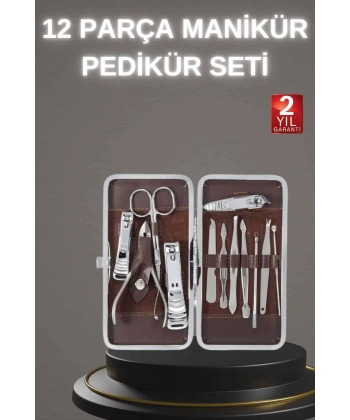 12 Parça Paslanmaz Çelik Kompakt ve Taşınabilir Manikür Makası Tırnak Makası
