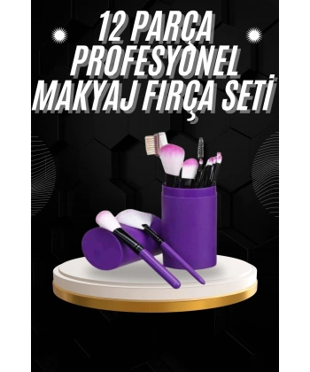 12 Parça Profesyonel Makyaj Fırçası Far Fırçası Allık Fırçası Yumuşak Kıllı