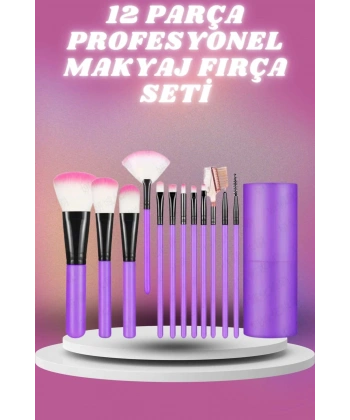 12 Parça Profesyonel Makyaj Seti Yumuşak Kıllı Yüz ve Göz Makyajına Uygun