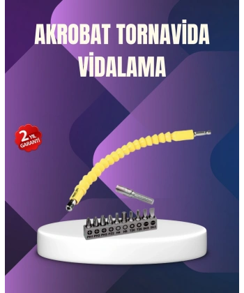 12 Parça Vidalama Uç Seti Akrobat Tasarım Dayanıklı Metal