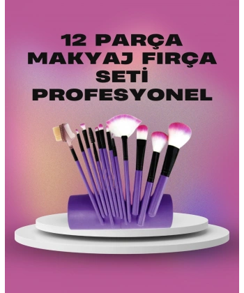 12 Parça Yumuşak Kıllı Makyaj Fırçası Seti Yüz ve Göz Makyajına Uygun Profesyonel Kullanım