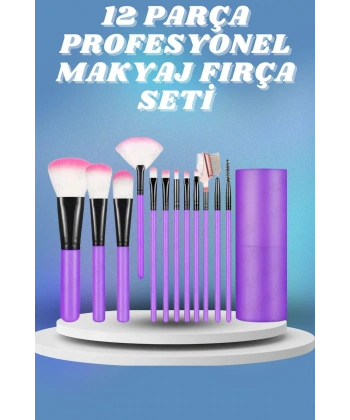 12 Parça Yumuşak Uçlu Makyaj Fırça Set-Göz ve Yüz Makyajı İçin Fırça Seti Profesyonel Makyaj Seti