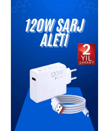 120 Watt Turbo Hızlı Şarj Aleti Seti Hızlı Şarj Adaptörü Beyaz