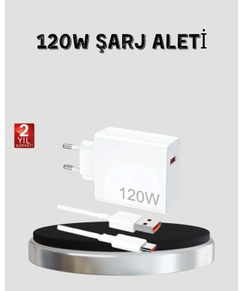 120W Hızlı Şarj Başlığı Ultra Güçlü Type-C Adaptör Kablo Dahil