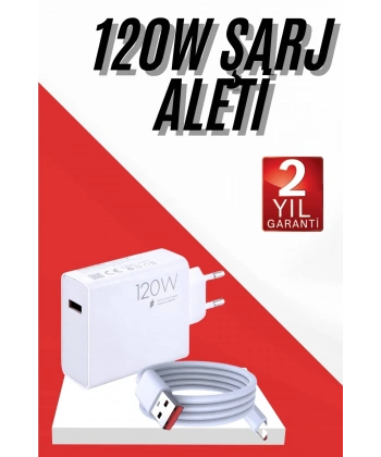 120W Şarj Aleti Hızlı Çift Turbo Şarj Aleti Seti Beyaz