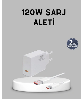 120W Süper Hızlı Şarj Adaptörü – Type-C Kablo Dahil, Yüksek Voltaj Korumalı