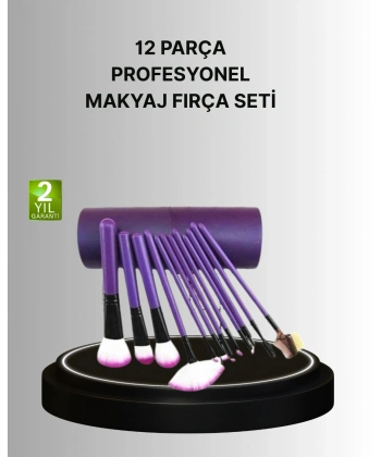 12’li Makyaj Fırça Seti Fondöten Allık Far Karıştırma İçin Tam Uyumlu