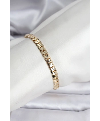 14K Gold Renk Kaplama Ezme Zincir Model Kadın Bileklik