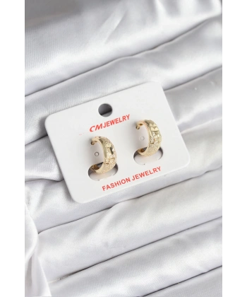 14K Gold Renk Kaplama Lazer Halka CM Kadın Küpe