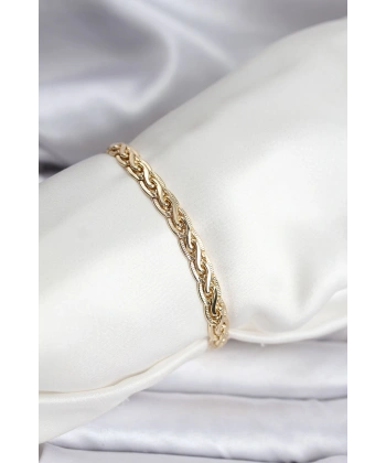 14K Gold Renk Kaplama Lazer Zincir Model CM Kadın Bileklik