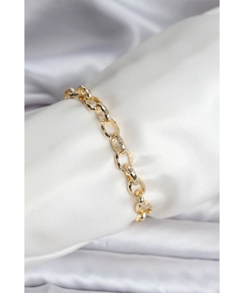 14K Gold Renk Kaplama Lazerli Zincir Model CM Kadın Bileklik