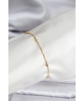 14K Gold Renk Kaplama Topçuklu Model CM Kadın Bileklik