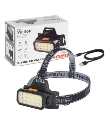 15 LEDLİ SARI / BEYAZ ŞARJLI KAFA LAMBASI WATTON WT-652