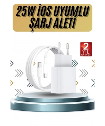 15/Pro/Pro Max 20W İOS Uyumlu Hızlı Şarj Aleti Adaptörlü Beyaz