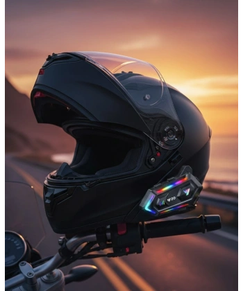 16 Mod RGB Işıklı Motosiklet Intercom Çift Telefon Destekli