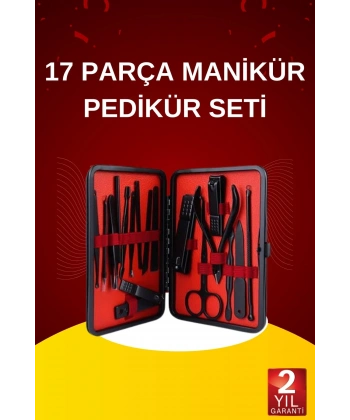 17 Parça El Ayak Bakım Seti Tırnak Temizleme Manikür Pedikür Cımbız Törpü Tırnak Makası