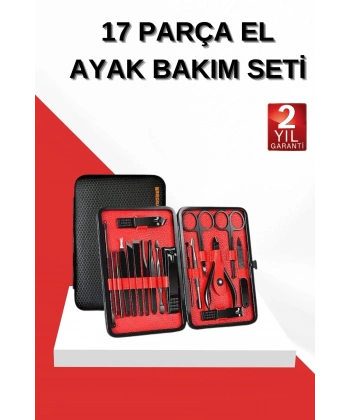 17 Parça Manikür Seti El ve Ayak Bakımı Törpü Cımbız Tırnak Temizleme