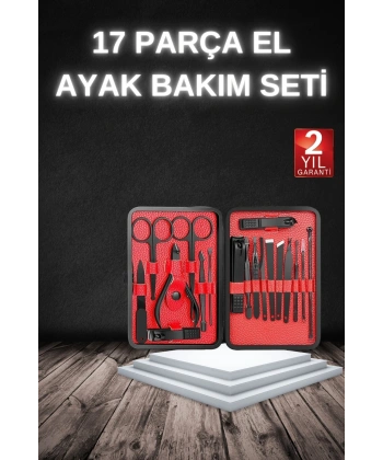 17 Parça Manikür Seti Taşınabilir Özel Çantalı El ve Ayak Bakımı Tırnak Batığı Temizleme