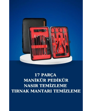 17 Parça Manikür Seti Taşınabilir Özel Çantalı El ve Ayak Bakımı Tırnak Batığı Temizleme