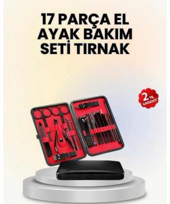 17 Parçalık Deri Kaplamalı Manikür Seti