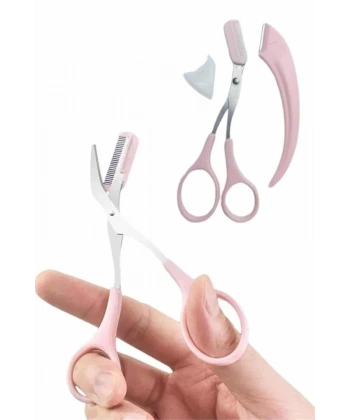 2li Kaş Bakım Seti Taraklı Kaş Makası Ve Kaş Usturası Kaş Şekillendirici