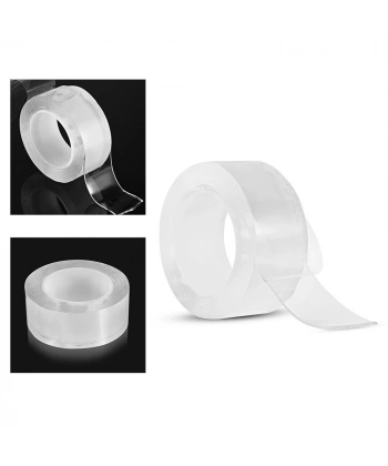 2 metre x 3 cm Şeffaf Güçlü Nano Çift Taraflı Silikon Jel Yapıştırıcı Bant