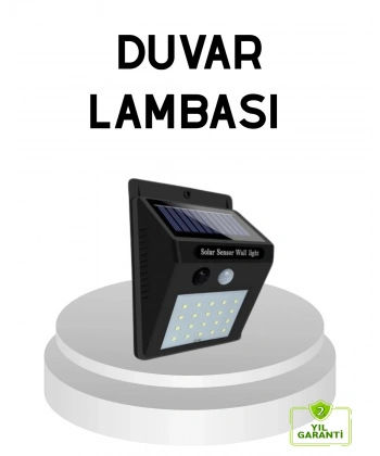 20 LED Güneş Paneli Aydınlatma – Fotoselli ve Hareket Algılamalı Dış Mekan Duvar Lambası