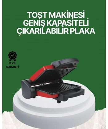 2000 Watt Teflon Tost Makinesi – Geniş Plaka, Ayarlanabilir Isı, Kolay Temizlik