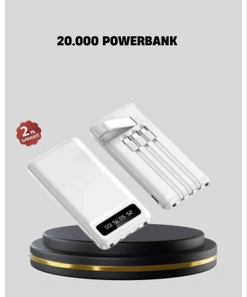 20.000 mAh 4 Çıkışlı LED Göstergeli Hızlı Şarj Powerbank
