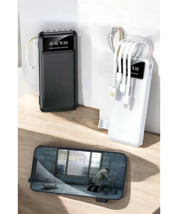 20.000 Mah Led Işıklı LCD Ekran USB Girişli Type-C Lightning Powerbank