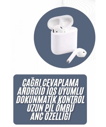 2025 Model Çağrı Cevaplayabilen Bluetooth Kulaklık Beyaz Dokunmatik Kontrol