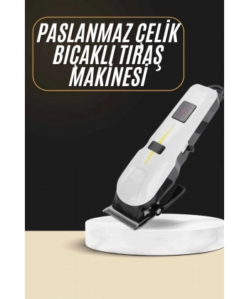 2025 Model Şarjlı Dijital Saç Sakal Tıraş Makinesi Islak Kuru Kullanıma Uygun