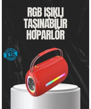 20W Güçlü Ses Çift Sürücülü RGB LED Işıklı Bluetooth 5.3 Hoparlör