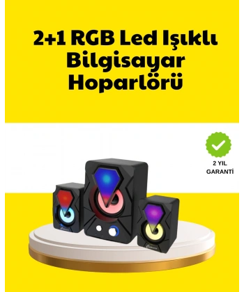 2.1 USB Bağlantılı Oyun Hoparlörü Renkli LED Işıklı