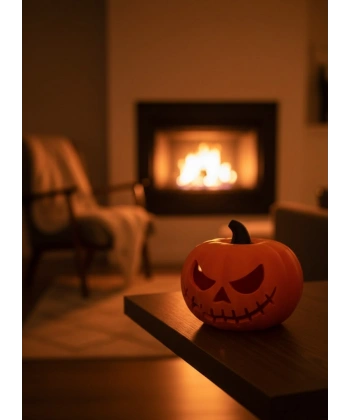 23×15 cm Korku Temalı Balkabağı Biblo Dekoratif Ev Ofis Süs Eşyası