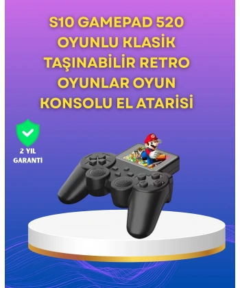 2.4 İnç Ekranlı 500 Oyunlu Taşınabilir Retro Oyun Konsolu, Şarjlı El Tipi Mini