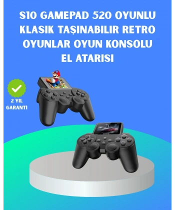 2.4 İnç HD Renkli Ekranlı 500-in-1 Taşınabilir Retro Oyun Konsolu, Kablolu TV Bağlantısı ve Uzun Pil Ömrü