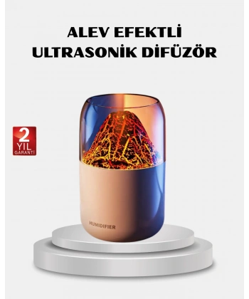 280ml Alev Işıklı Ultrasonik Hava Nemlendirici Sessiz ve USB Şarjlı