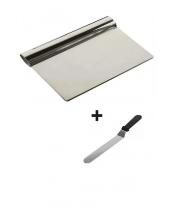 2li Set Hamur Şekillendirici Eğik Pasta Spatulası +Metal Hamur Kesici Kazıyıcı Spatula