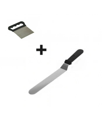 2li Set Hamur Şekillendirici Eğik Pasta Spatulası ve Metal Hamur Kesici Kazıyıcı Spatula