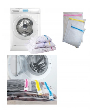3'lü Çamaşır Yıkama Filesi Set Renkli Fermuarlı Pratik Çamaşır Yıkama Filesi Seti 3 Boy